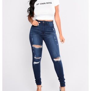 Desirae Skinny Jeans- Dark denim (Fashion Nova)